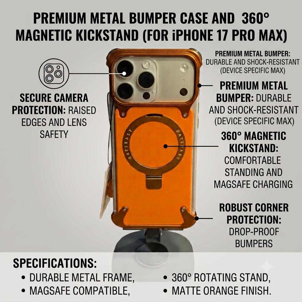 Oatsbasf Minimalist Aluminium Metal Magnetic Kickstand For iphone 17 Pro Max