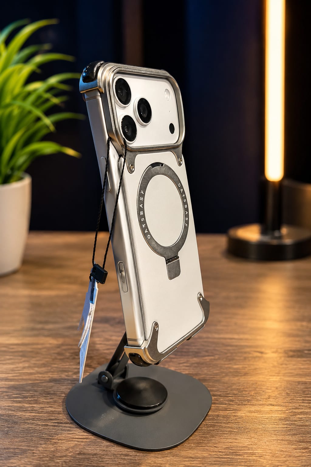 Oatsbasf Minimalist Aluminum Metal Bumper Case With 360 Magnetic Kickstand For iphone 17 Pro Max