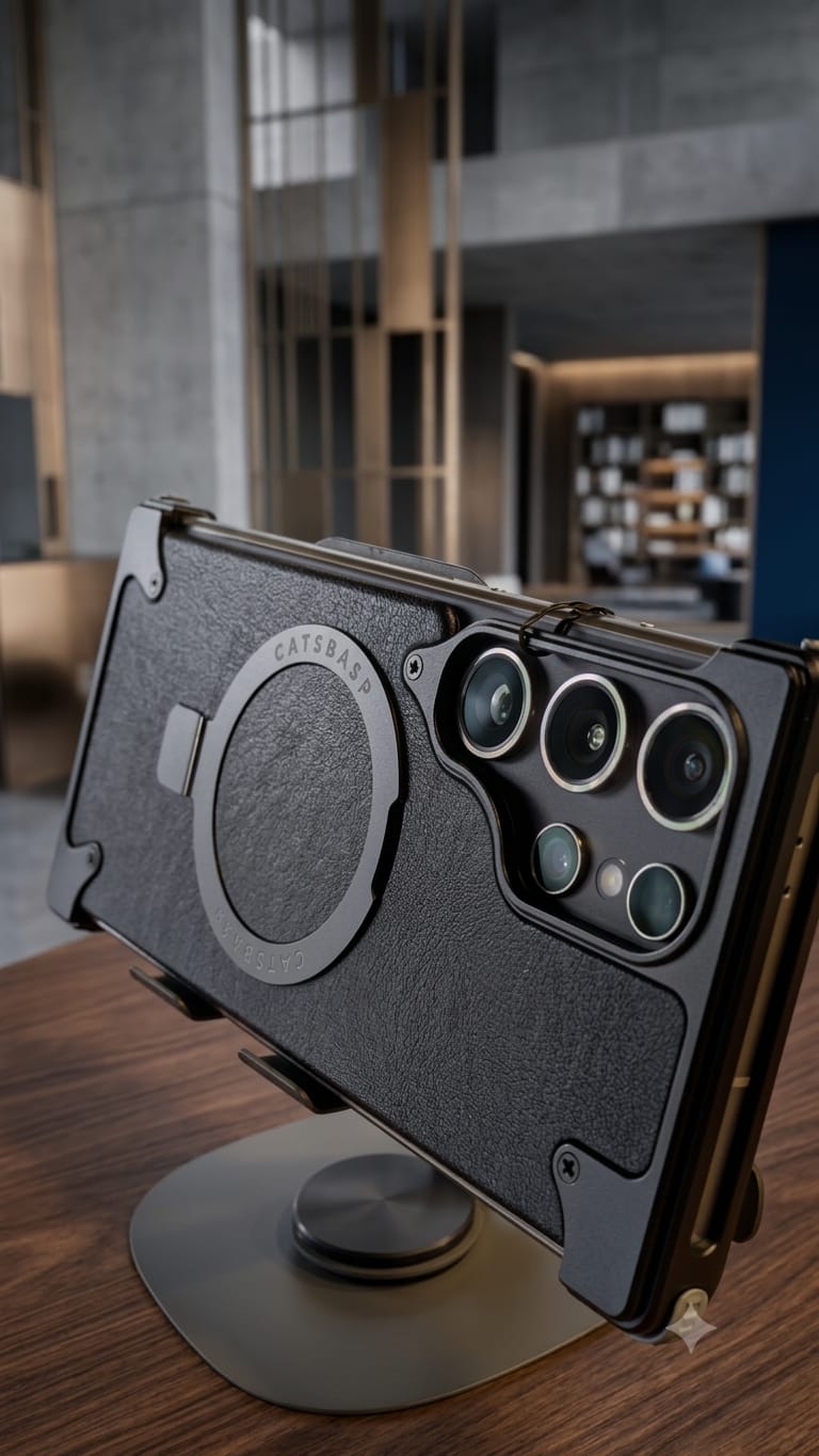 GATSBASE MagSafe Leather Kickstand Case for Samsung Galaxy S24 Ultra / S25 Ultra / S26 Ultra