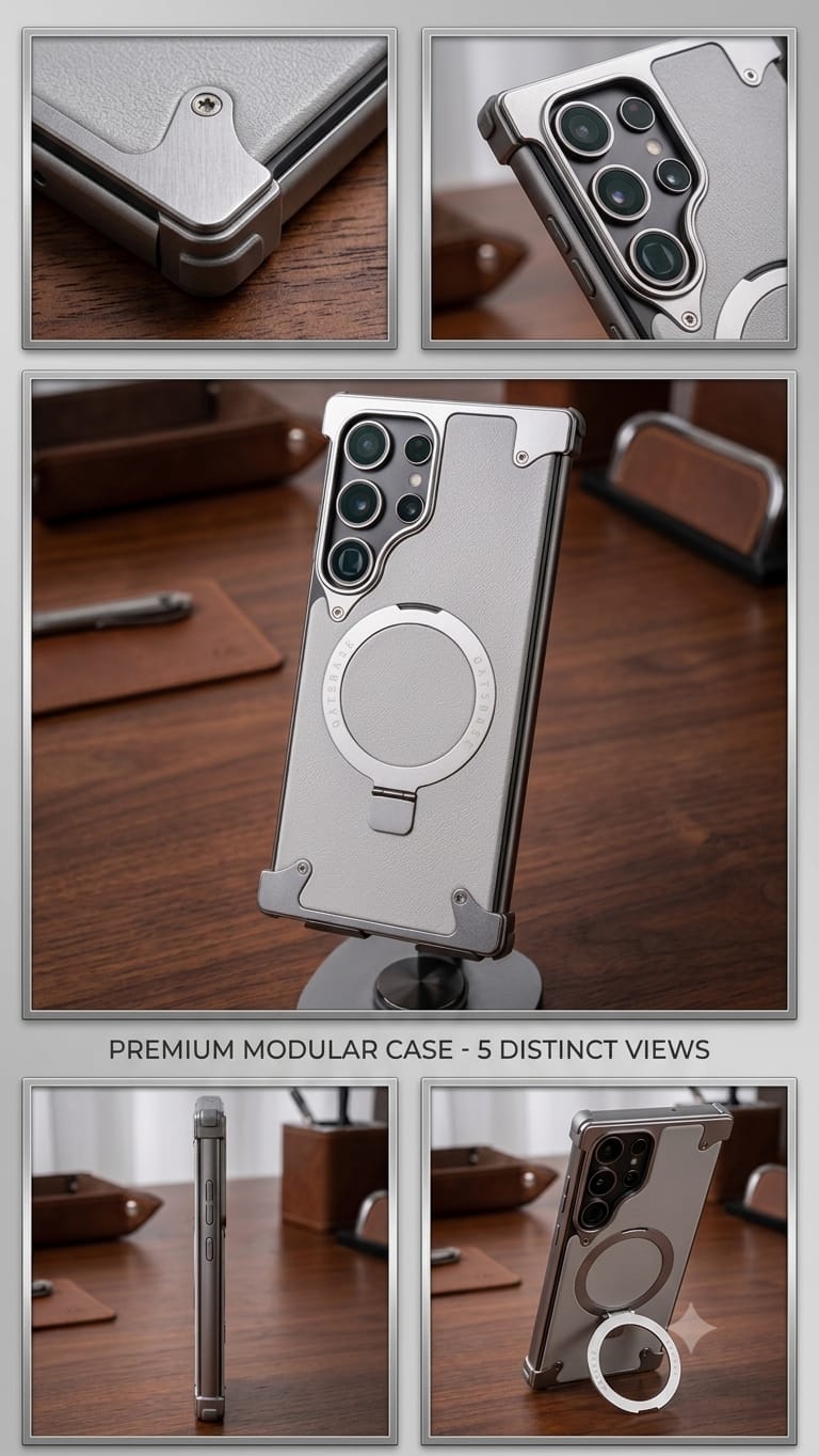 GATSBASE MagSafe Leather Kickstand Case for Samsung Galaxy S24 Ultra / S25 Ultra / S26 Ultra