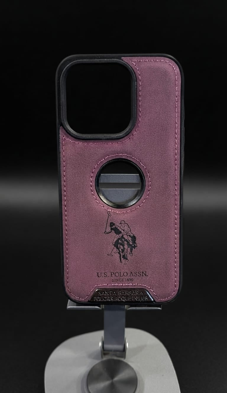 U.S. Polo Assn. iPhone 15 Pro Leather Case - Wine Maroon front view