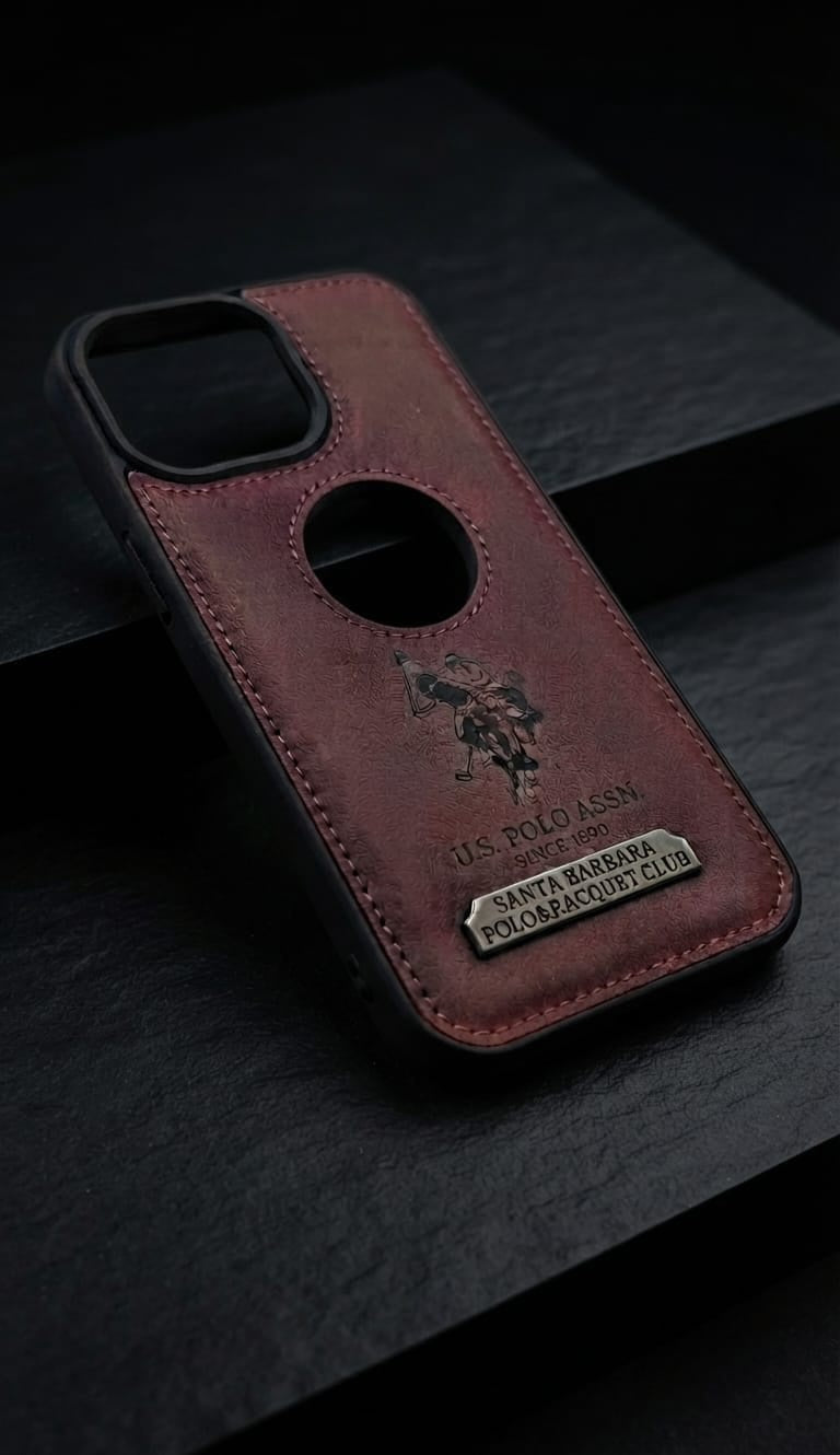 U.S. Polo Assn. iPhone 15 Pro Leather Case - Brown angled view