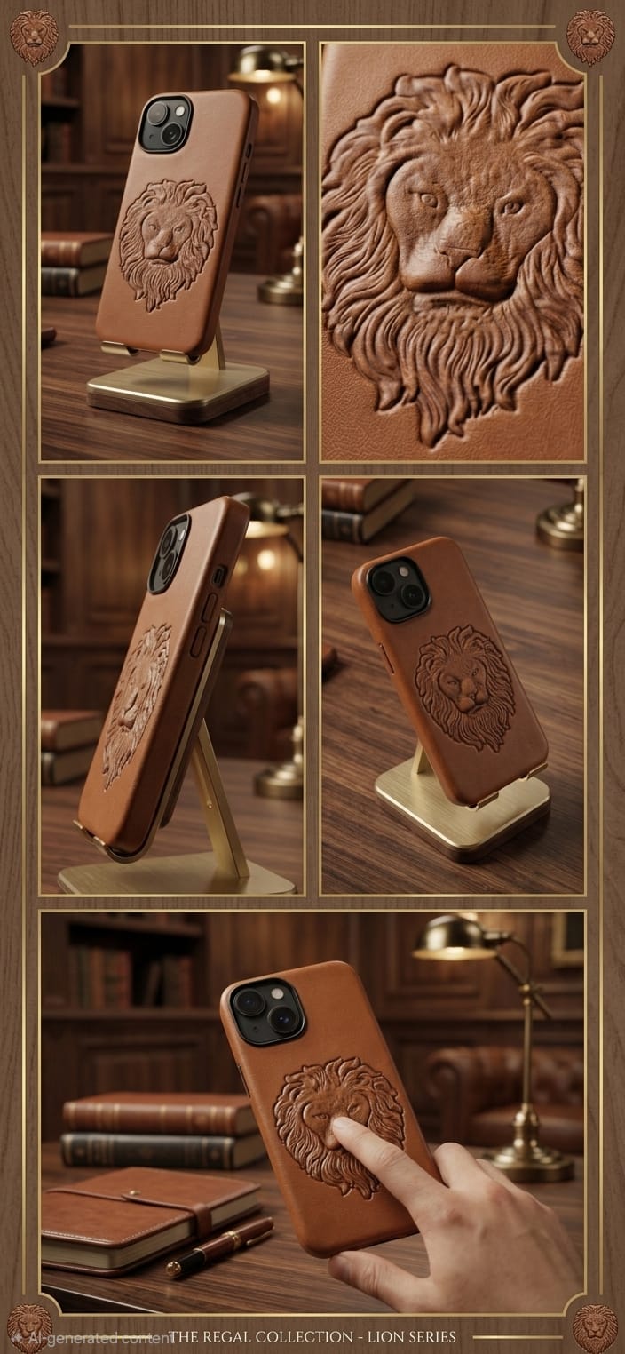 iPhone 13 Lion Design Leather Case