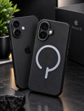 iPhone 16 Back Case – Magnetic Carbon-Fibre Finish (Black)