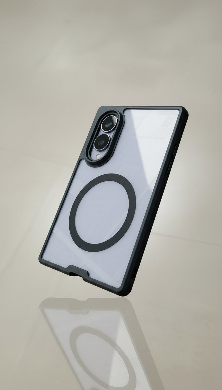 Samsung Galaxy Z Fold 8 Transparent MagSafe Black Border Shockproof Back Cover