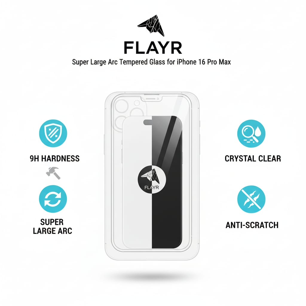 FLAYR Super Large Arc Tempered Glass - iPhone 18 Pro
