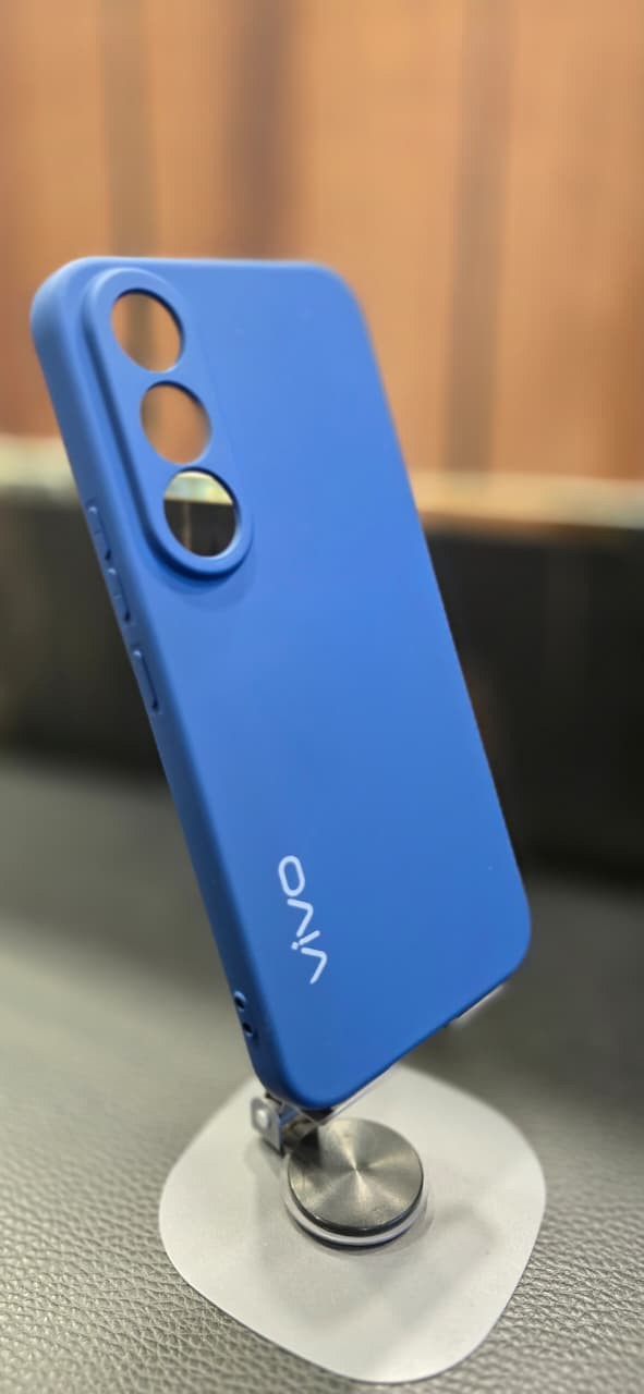 AMIRRS always trendy & tech blue silicone protective back cover for Vivo smartphone with raised camera protection