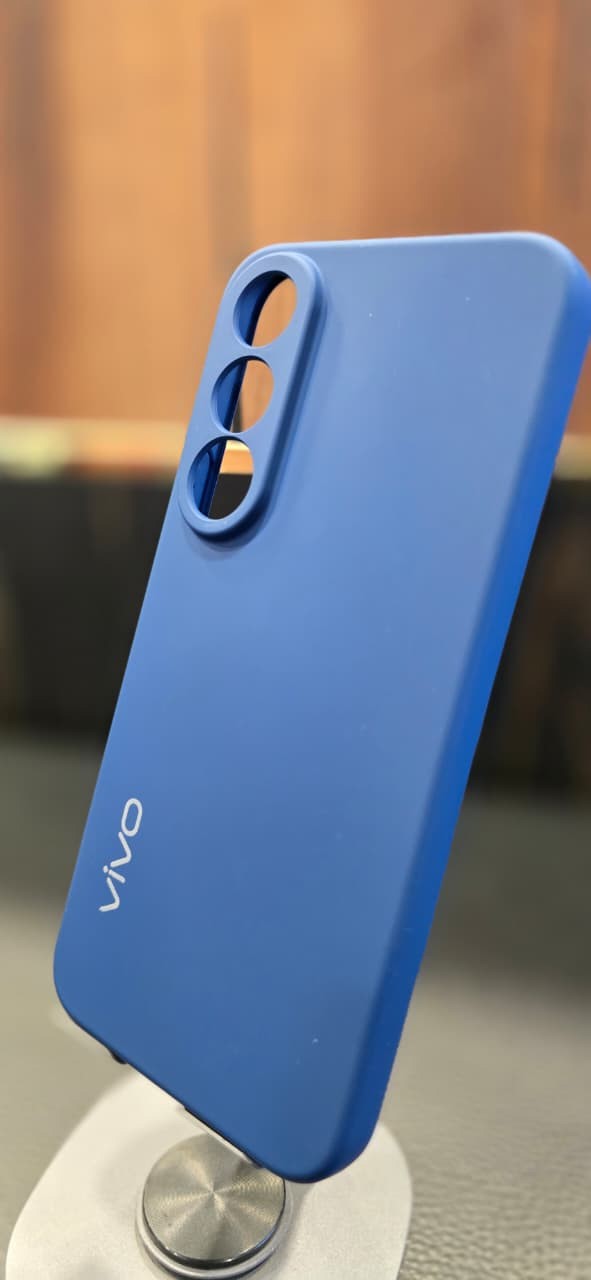 AMIRRS always trendy & tech blue silicone protective back cover for Vivo phone with raised camera lens protection