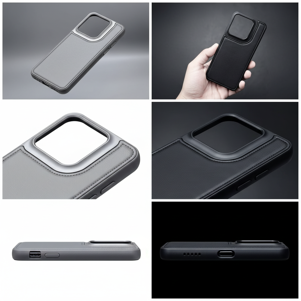 Moto Edge 70 Fusion & Moto Edge 70 Pro Leather-Texture Case | Black & Grey