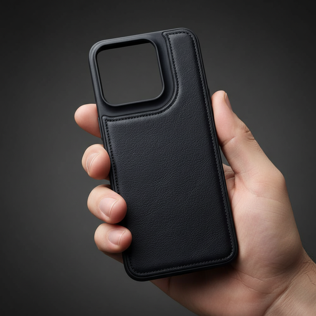 Moto Edge 70 Fusion & Moto Edge 70 Pro Leather-Texture Case | Black & Grey
