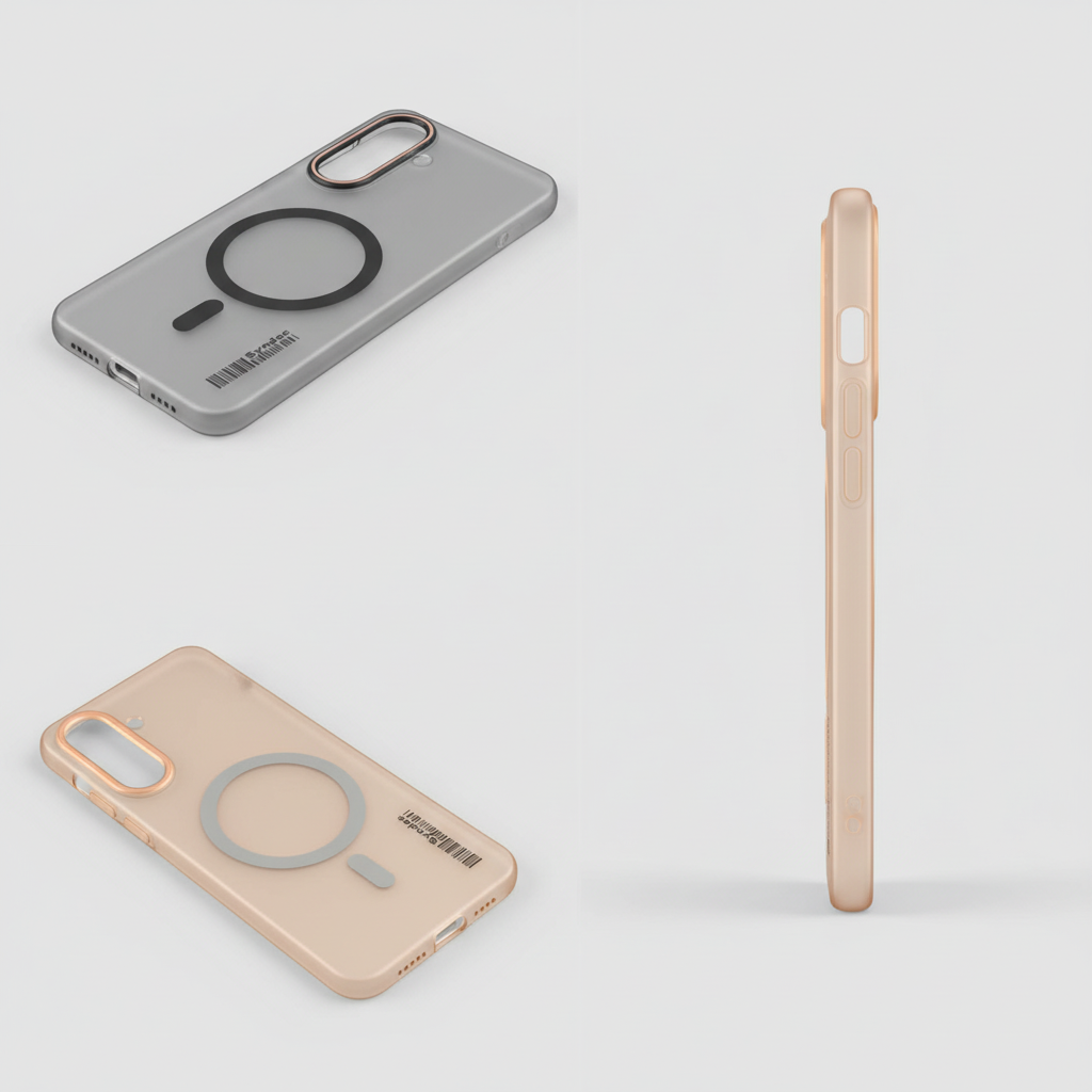 Samsung A57 Clear MagSafe-Style Phone Case - Black, Grey & Orange