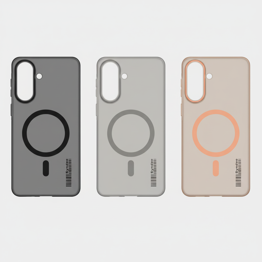 Samsung A57 Clear MagSafe-Style Phone Case - Black, Grey & Orange