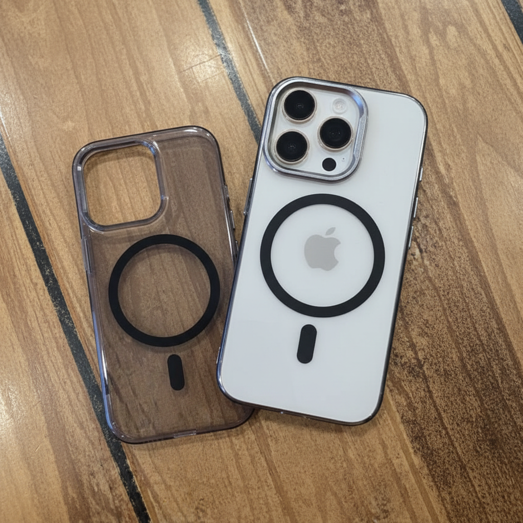 iPhone 16 Pro Transparent Magnetic Ring Case | Black & Brown