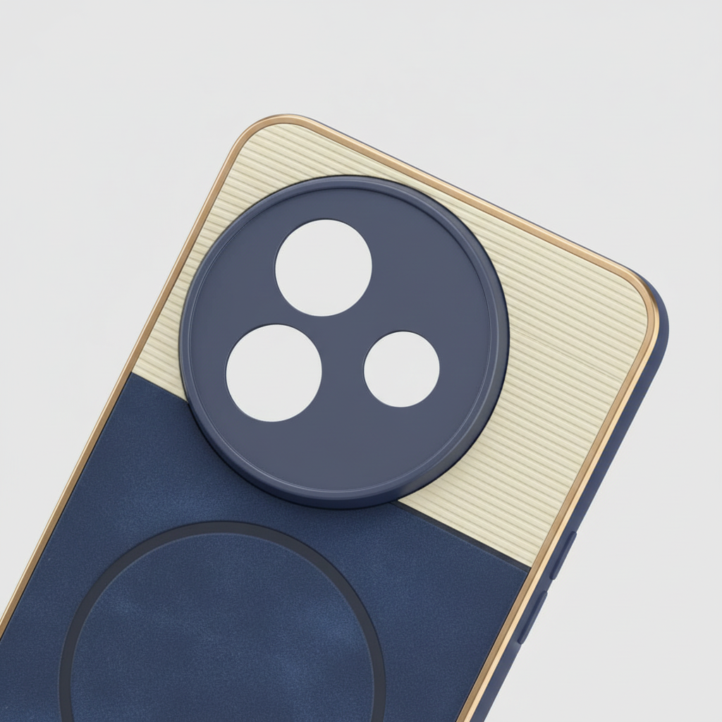 Vivo Y39 Two-Tone Circular-Ring Camera Back Case - Blue & Black