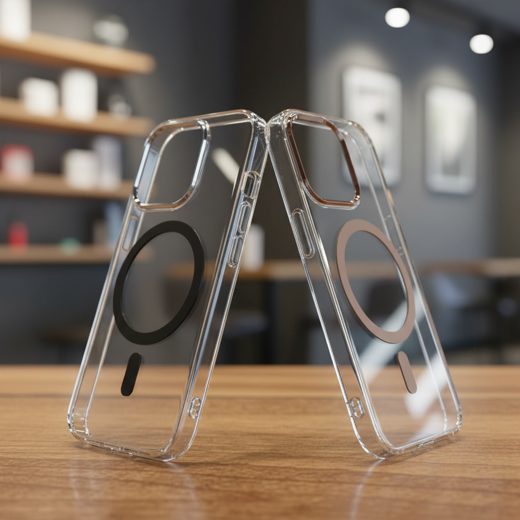 iPhone 16 Pro Transparent Magnetic Ring Case | Black & Brown