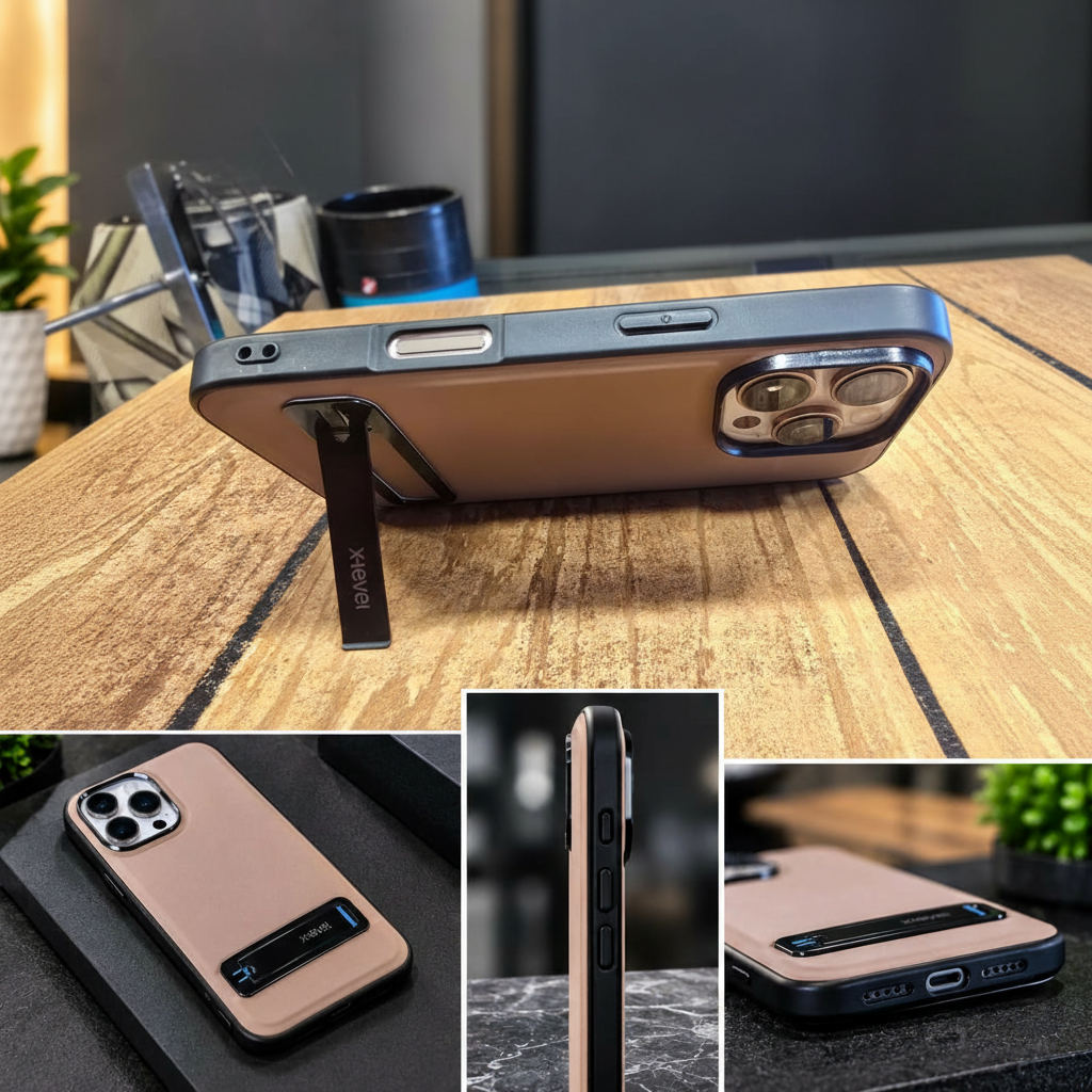 X-Level iPhone 16 Pro Beige Kickstand Phone Case