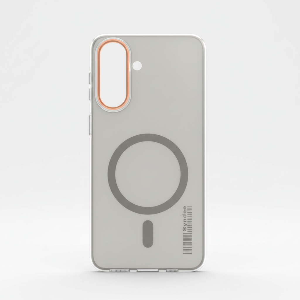 Samsung A57 Clear MagSafe-Style Phone Case - Black, Grey & Orange