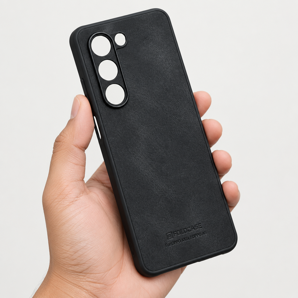 Black OPPO K13x OPPO A5 textured back cover hand held