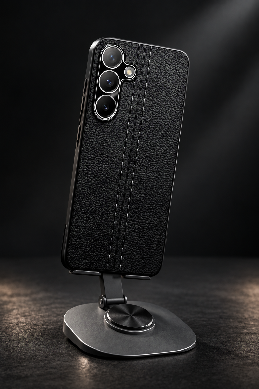 Case on stand, dramatic low angle