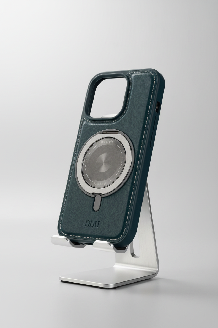 DDU iPhone 15 Pro MagSafe Leather Case with Ring Stand