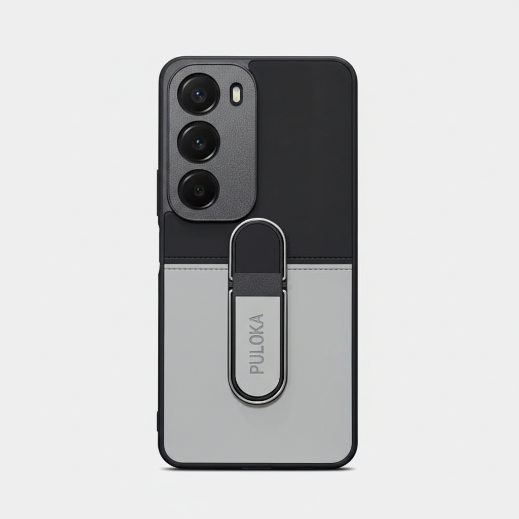 Vivo Y29 & Vivo Y19s PULOKA Textured Ring Stand Case - Black & Grey