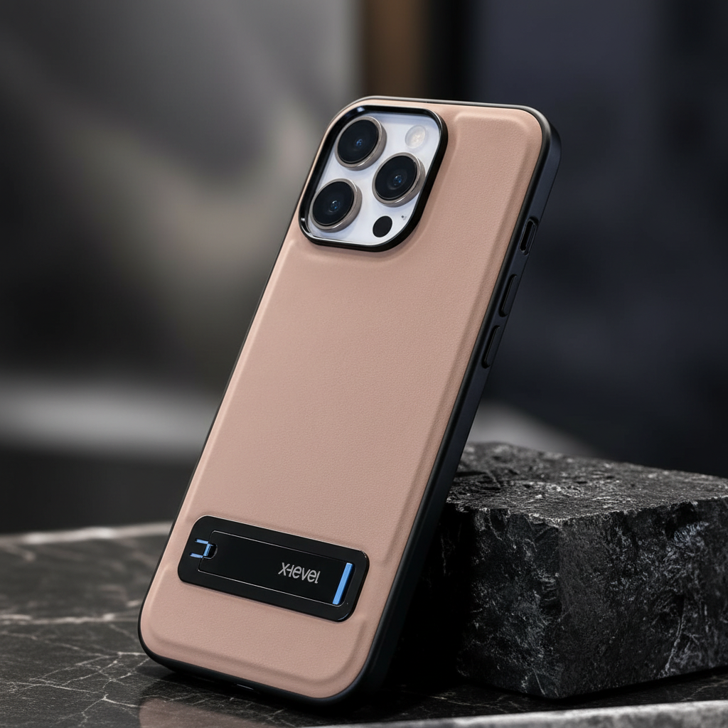 X-Level iPhone 16 Pro Beige Kickstand Phone Case