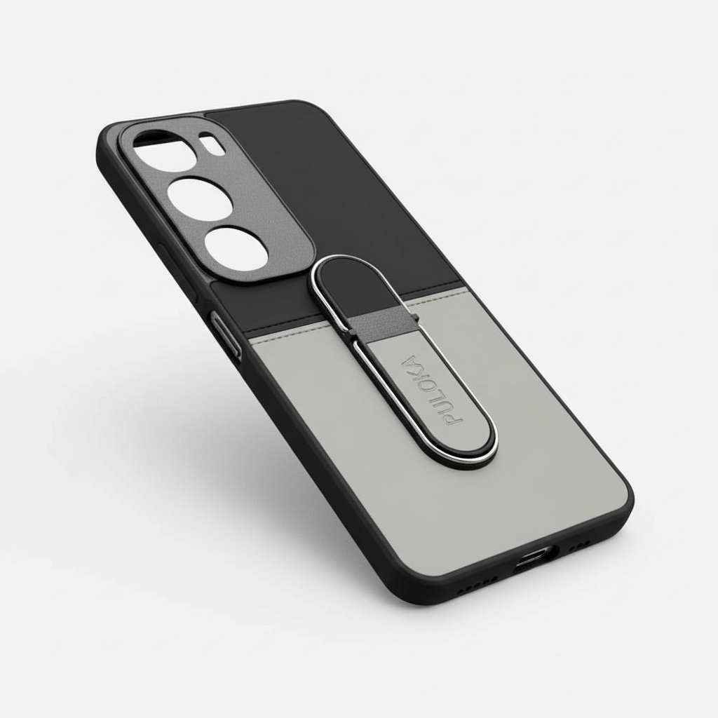 Vivo Y29 & Vivo Y19s PULOKA Textured Ring Stand Case - Black & Grey